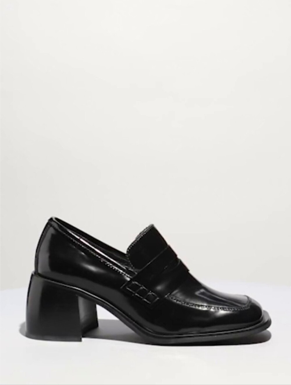 Jeffrey Campbell Black Patent Leather Ecole  Block-Heel Loafers Size 8